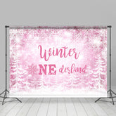 Lofaris Pink Snowflake Winter Onederland Birthday Backdrops for Girl